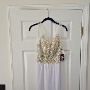 Elegant White and Gold Wedding Dress